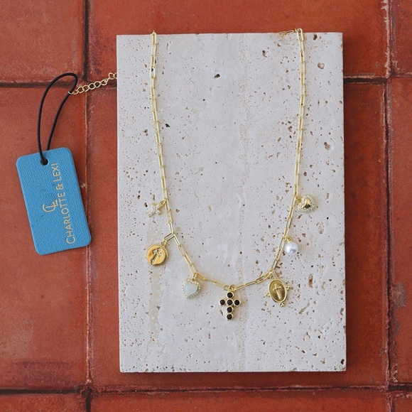 Charlotte & Lexi Sterling Silver & Cubic Zirconia Cross Paper Clip Necklace NWT - Picture 1 of 2